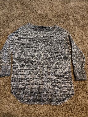 Rock & Republic Marled Black and White Crewneck Sweater